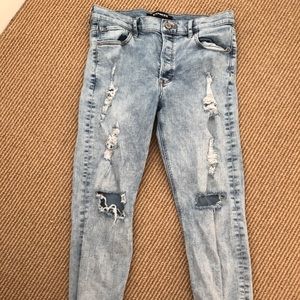 Express Distressed High Waisted Jeans